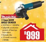 Makita 115mm 840W Angle Grinder 9557HN