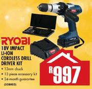 Ryobi 18V Impact Li-Ion Cordless Drill Driver Kit
