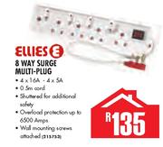 Ellies 8 Way Surge Multi Plug