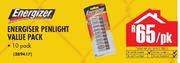Energizer Penlight Value Pack 10 Pack-Per PK