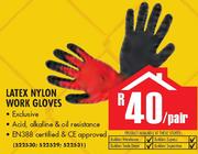 Latex Nylon Work Gloves-Per Pair