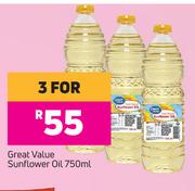 Great Value Sunflower Oil-For 3 x 750ml