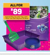 Special Kitty Cat Litter Tray, Litter Sifter, Cat Litter 5Kg & Cat Bowl-For All