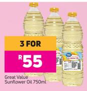 Great Value Sunflower Oil-For 3 x 750ml