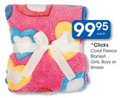 Clicks Coral Fleece Blanket Girls, Boys Or Unisex-Per Set