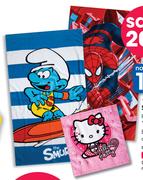 Hello Kitty, Smurfs, Spiderman Or Barbie Beach Towel Or Hooded Towel-Each