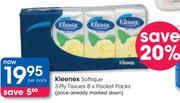 Kleenex Softique 3-Ply Tissue 8 x Pocket Packs