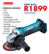 Makita 18V Cordless Grinder(DGA452ZK)