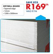 Drywall Board 12mm, 1200 x 3000mm Tapered Edge-Each