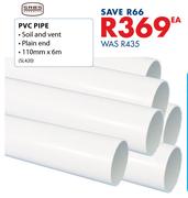 SABS PVC Pipe 110mm x 6m-Each