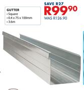Gutter 0.4 x 75 x 100mm, 3.6m Sqare