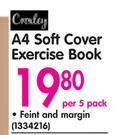 Croxley A4 Soft Cover Exercise Book Feint And Margin-Per 5 Pack