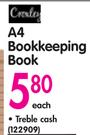 Croxley A4 Bookkeeping Book Treble Cash-Each