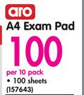 Aro A4 Exam Pad 100 Sheets-Per 10 Pack