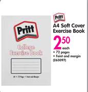 Pritt A4 Soft Cover Exercise Book-Each