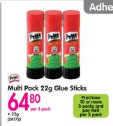 Pritt Multi Pack 22g Glue Sticks-Per 3 Pack