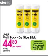 UHU Multi Pack 40g Glue Stick-Per 3 Pack