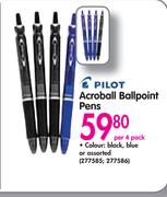 Pilot Acroball Ballpoint Pens-Per 4 Pack