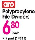 Aro Polypropylene File 5 Part Dividers-Each