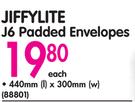 Jiffylite J6 Padded Envelopes-440mm(l)x300mm(w) Each