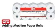 Aro Adding Machine Paper Rolls-57mmx76mm Per 10 Pack