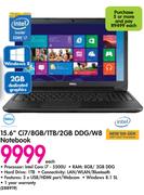 Dell 15.6" Ci7/8GB/1TB/2GB DDG/W8 Notebook-Each
