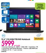 Dell 15.6" Ci3 4GB/1TB/W8 Notebook-Per Bundle