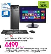 Lenovo 18.5" Celeron 4GB/500GB/W8 Monitor Desktop Bundle-Per Bundle