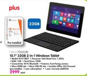 Nextbook 10.1" 32GB 2 In 1 Windows Tablet M1012BCP