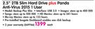 Seagate 2.5" 2TB Slim Hard Drive Backup Plus Slim plus Panda Anti-Virus 2015 1 User