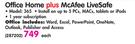 Microsoft Office Home 365 plus McAfee LiveSafe