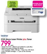 Brother 2130 Mono Laser Printer HL-2130 plus Toner