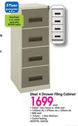 Steel 4 Drawer Filing Cabinet-Each
