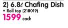 Steel King 6.8ltr Roll Top Chafing Dish Each