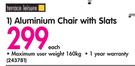 Terrace Leisure Aluminum Chair With Slats Each