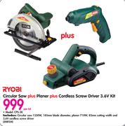 Ryobi Saw Plus Planer Plus Cordless Screw Driver 3.6V Kit CPS-3K