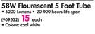 Osram 58W Flourescent 5 Foot Tube Each