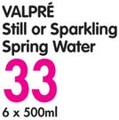 Valpre Still Or Sparkling Spring Water-6x500ml