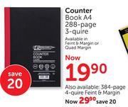 Counter Book A4 384-Page 4 Quire Feint & Margin