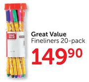 Great Value Fineliners 20 Pack