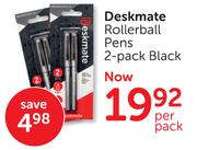 Deskmate Rollerball Pens 2 Pack Black-Per Pack