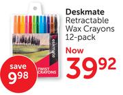 Deskmate Retractable Wax Crayons 12 Pack