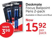 Deskmate Focus Ballpoint Pens 2 Pack-Per Pack