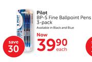 Pilot BP-S Fine Ballpoint Pens 3-Pack-Each