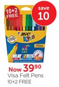 Visa Felt Pens 10's+Free 2's