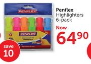 Penflex Highlighters 6's-Per Pack