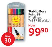 Stabilo Boss Point 88 Fineliners 7's+Free 3's