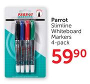 Parrot Slimline Whiteboard Markers 4's-Per Pack