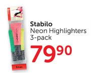 Stabilo Neon Highlighters 3's-Per Pack