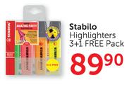 Stabilo Highlighters 3's+1's Free-Per Pack